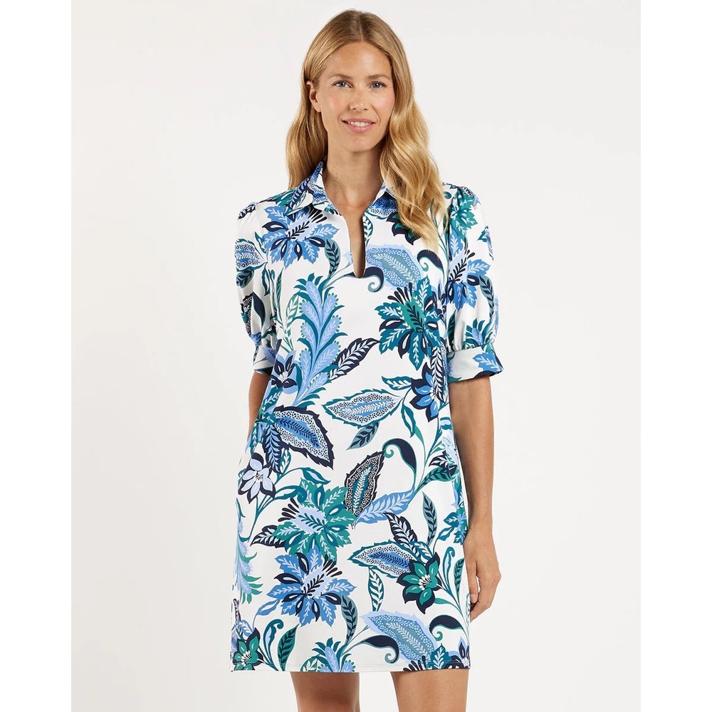Jude Connally Emerson Mini Dress Falling Floral Cream Puff Sleeve Pockets -S